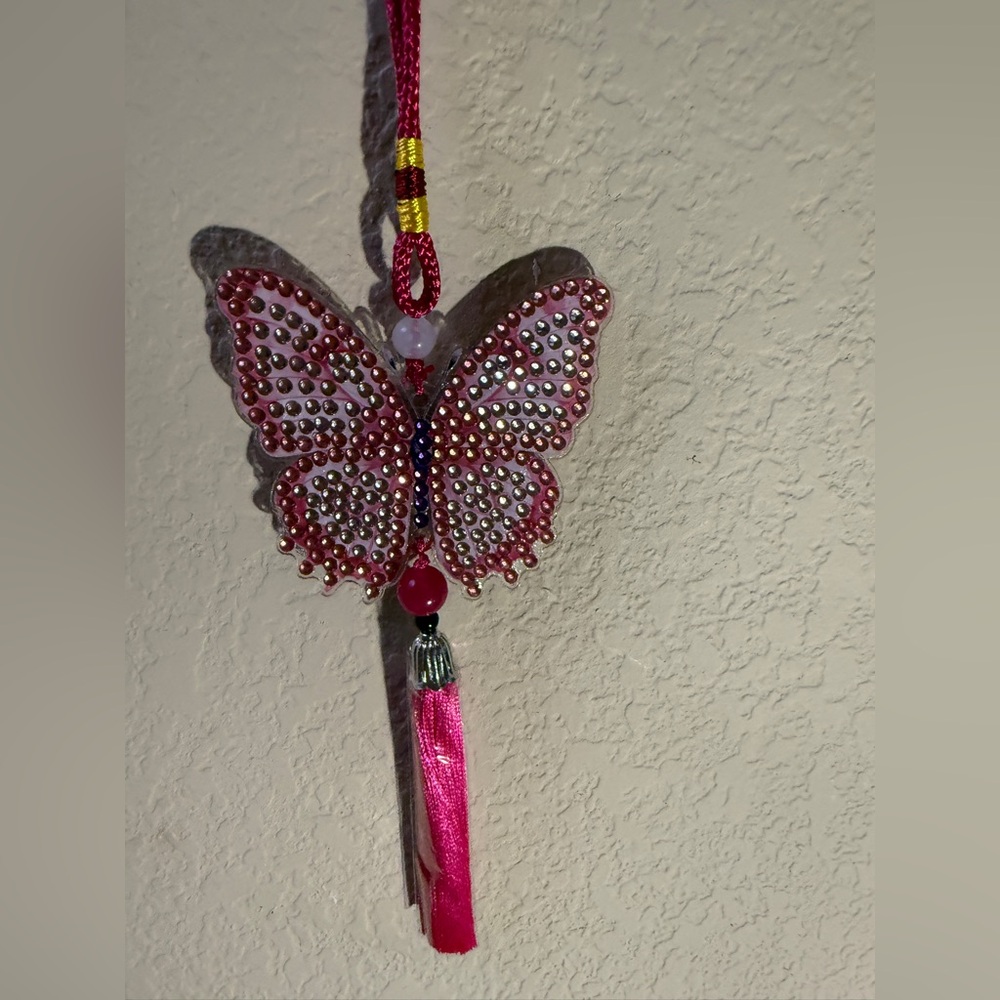 Multi Beaded Butterfly Hanging Ornament/Car Tassel/Wind Chime - Picture 4 of 12